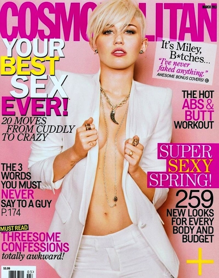 Miley Cyrus in Roberto Cavalli total look on the cover of Cosmopolitan USA