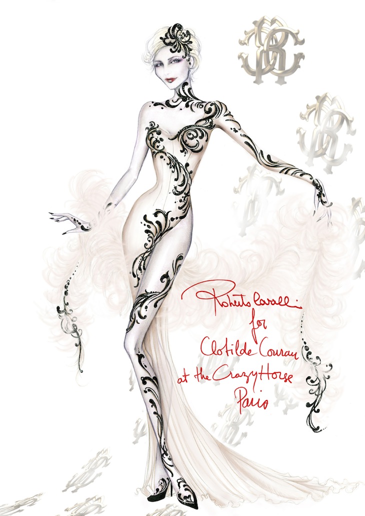 Roberto Cavalli for Clotilde Courau at the Crazy Horse in Paris