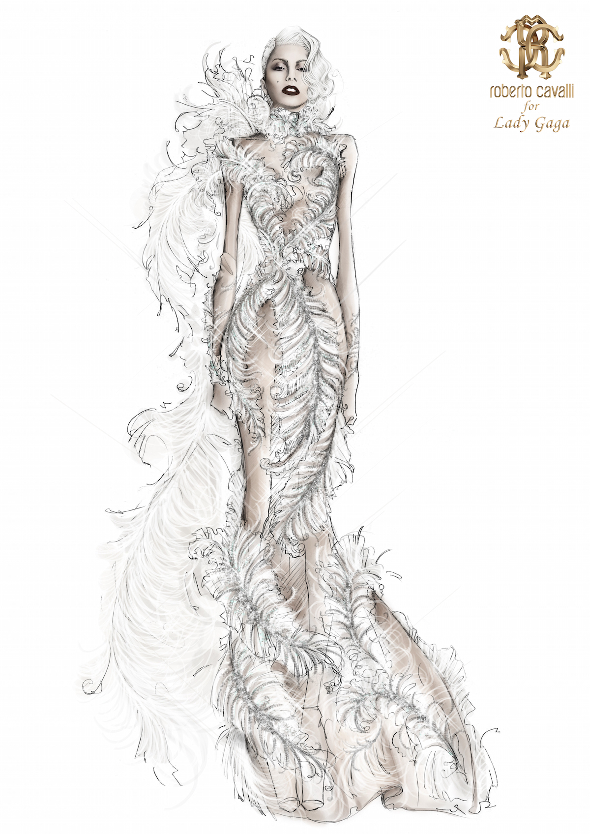 Roberto Cavalli Atelier Sketch for Lady Gaga @ Cheek to Cheek Tour